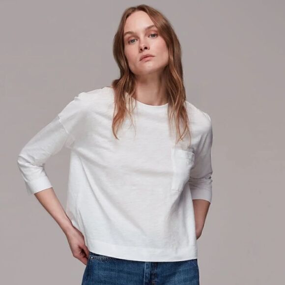 Whistles Cotton Patch Pocket Light Pink Top. Size Xsmall. EUC! - Picture 1 of 8